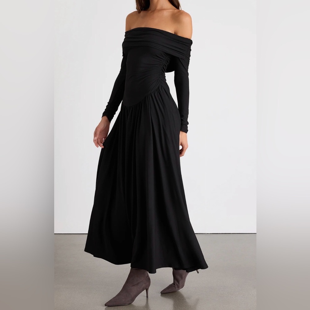 Lulus Black Off-the-Shoulder Midi Dress | XS | NWT